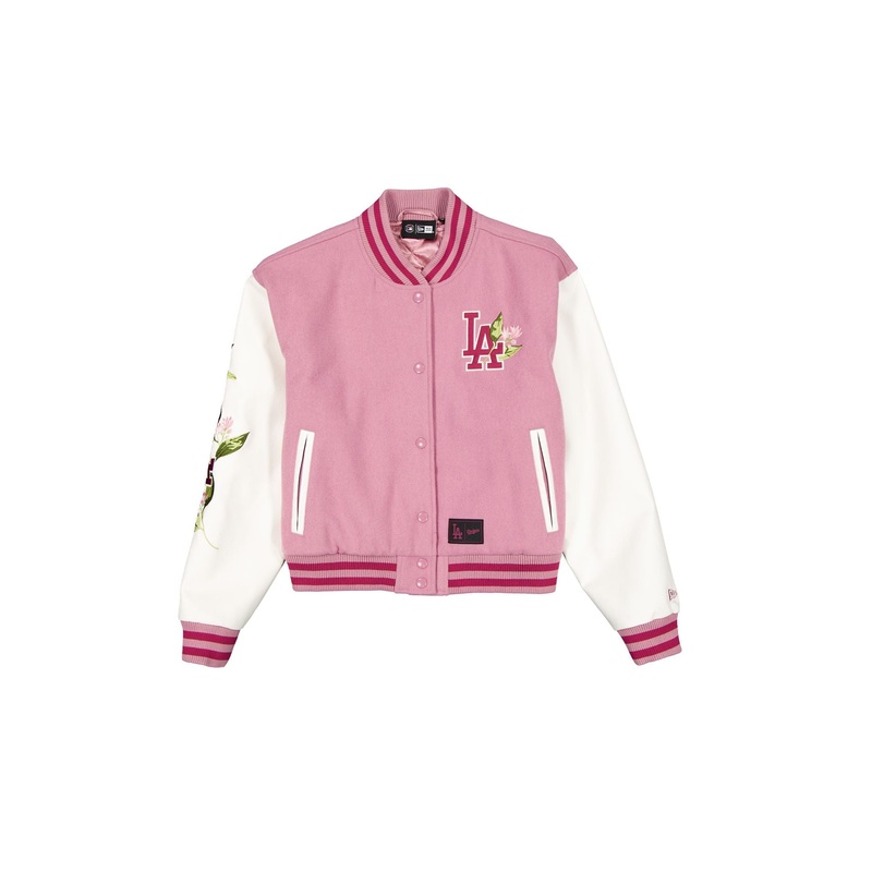 Los Angeles Dodgers Women’s Cosmetic Pink Floral Varsity Jacket