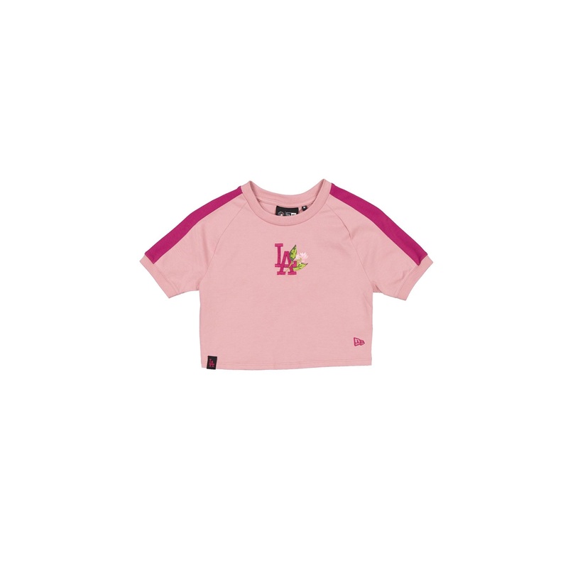 Los Angeles Dodgers Women’s Cropped Cosmetic Pink Floral T-Shirt