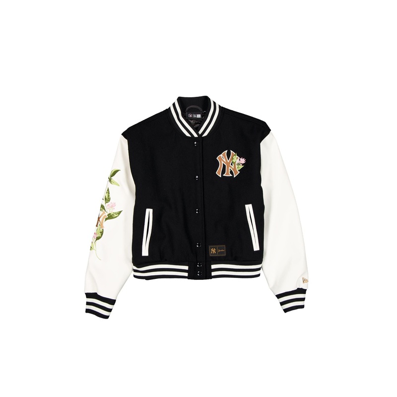 New York Yankees Women’s Black Floral Varsity Jacket